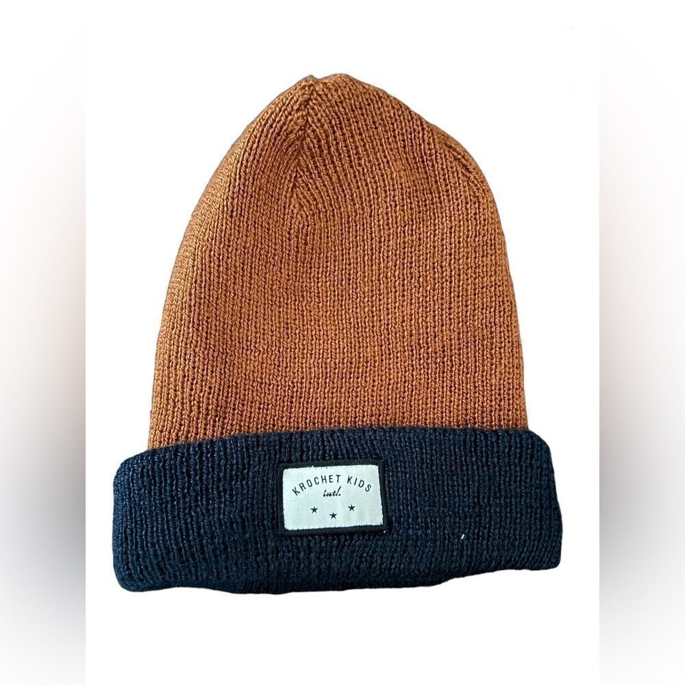 Krochet Kids International Beanie Brown and Navy Blue